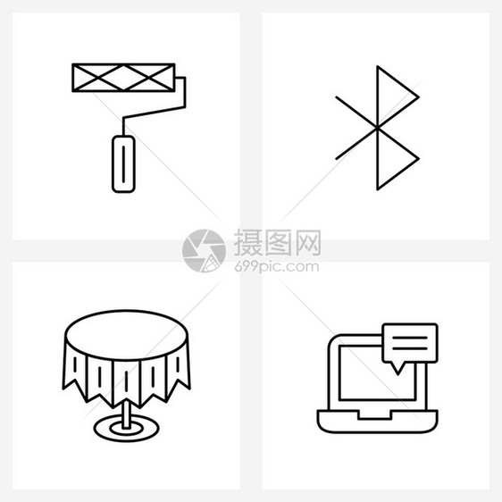 现代风格由4行象形图电网基木匠表设备连接影响器矢量图解组成图片