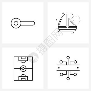 现代风格由4行象形图格网按钮足球软件体育游戏矢量插图组成图片