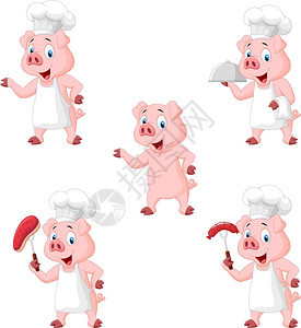 卡通猪厨师图片