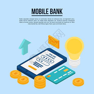 移动银行概念横幅移动银行矢量概念横幅用于网络设计移动银行概念横幅等度风格图片