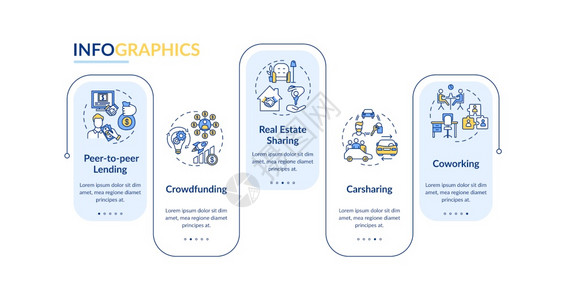 五个步骤流程时间表布局共享经济矢量图图片