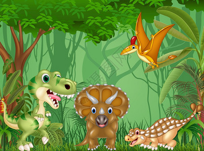 丛林中快乐的恐龙图片