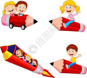 儿童骑铅笔玩具收藏盒卡通图图片