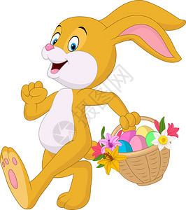 卡通可爱兔子提着一篮子鸡蛋图片