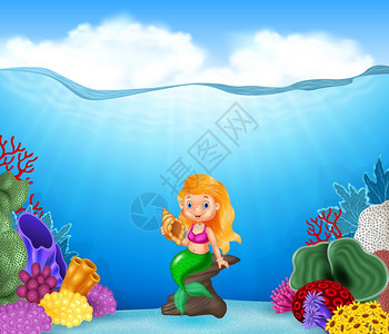 水底世界和美人鱼背景图片