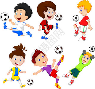 玩足球的卡通小男孩图片
