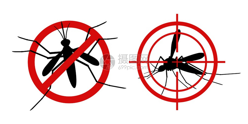 预防流行病红色禁止蚊子信号图片