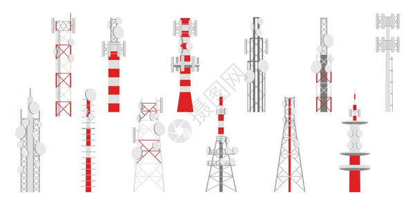 信号站无线电杆发射塔插画