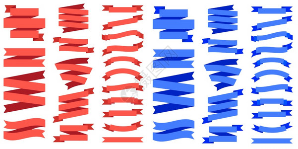 用于装饰或商店销售的红和蓝丝带图片