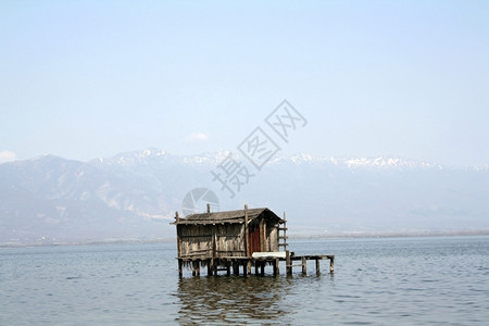 Dojran湖马西多尼亚的小型渔民屋图片