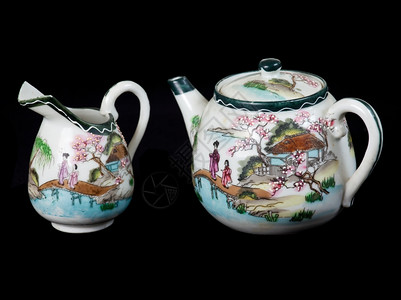 传统风格的古老装饰茶壶图片