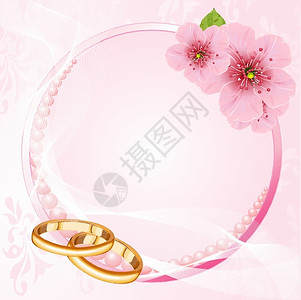 婚环和樱花设计图片