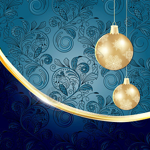 eps10矢量冬季圣诞节带有金球的圣诞节图片