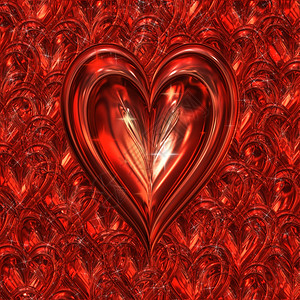 闪发光的心大红色闪发光的金属心在闪发光的背景图片