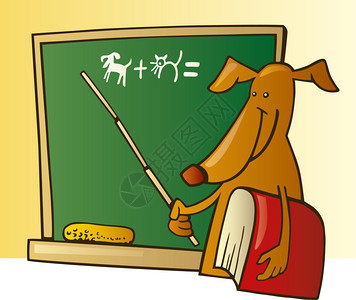 黑板狗教师插图背景图片