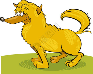 滑稽沙毛黄色狗的插图图片