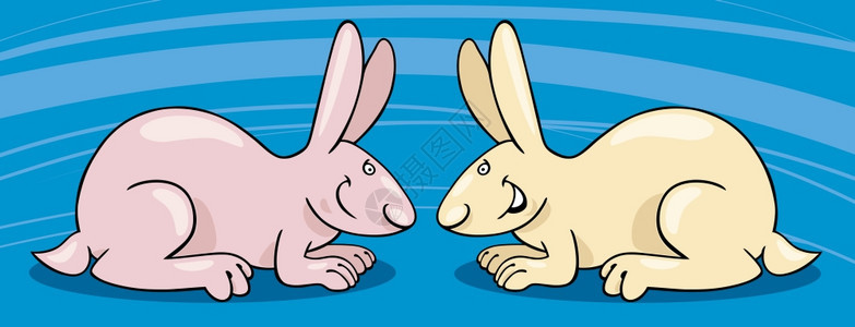 两个可爱兔子的漫画插图图片