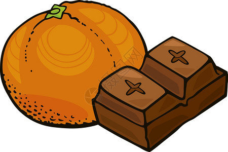 橙果和巧克力块插图背景图片