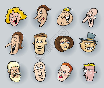 漫画插图有趣的人们面孔图片