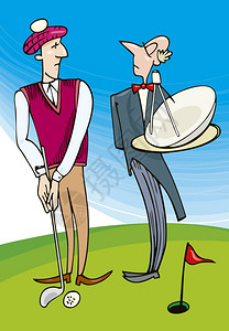 卡通高尔夫大王打高尔夫的插图背景