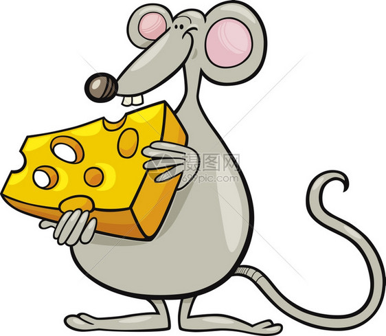 带奶酪的老鼠漫画插图图片