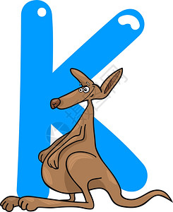 袋鼠K字母卡通插图图片