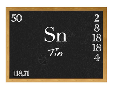 带有周期表锡的孤立黑板图片