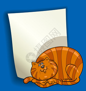 矢量猫带空白页和困睡红肥猫的漫画设计插图背景