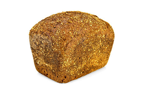 白底隔离的黑麦面包长方背景图片