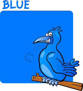彩色蓝和鸟的漫画插图图片