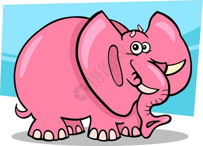 可爱粉红大象的幽默漫画插图图片