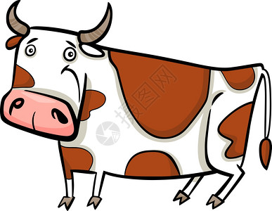 可爱发现农场奶牛的漫画插图图片