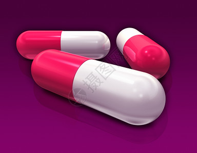 3D胶囊药丸以紫色背景隔离的3d胶囊药丸图片
