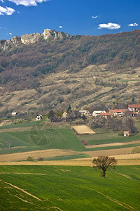 春青绿地草和山Kalnikcroati图片