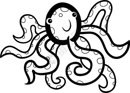 章鱼卡通彩色书中可爱章鱼的涂鸦插图背景