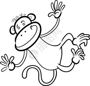 猴子矢量漫画幽默地为彩色书籍展示可爱滑稽猴子背景