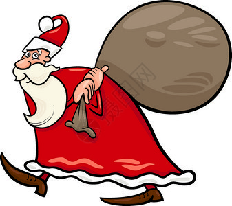 圣诞礼物盒装的圣克劳斯SantClus或诺埃尔panoel的漫画插图图片