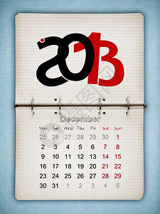 2013年日历在蓝纸上打开旧注图片