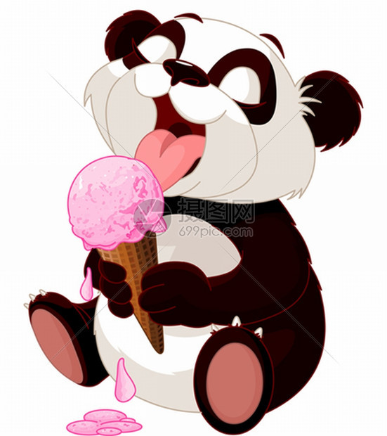 吃冰淇淋的可爱熊猫图片