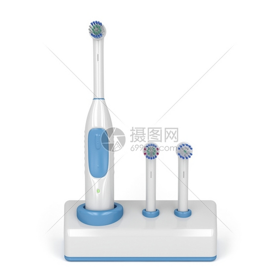 用两个备刷子站立的电动牙刷图片