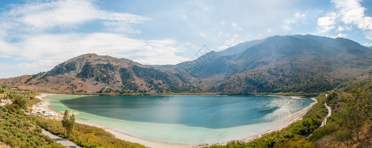 灰色克里特岛库纳湖全景图片