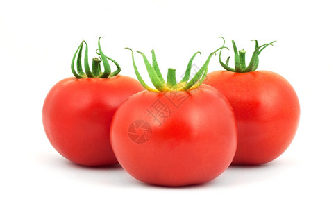 三只红西番茄白底孤立图片