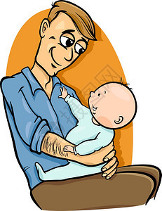 父亲和可爱宝的漫画插图图片
