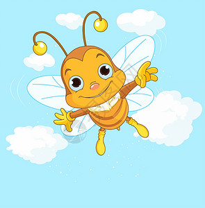 可爱的蜜蜂在天空中飞翔图片