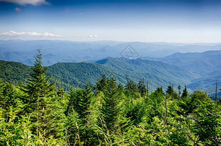 宽阔地观望着从粘附者顶端的大片烟雾山圆顶背景图片