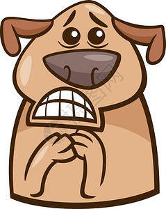 漫画插图笑狗表达惊吓的情绪或图片