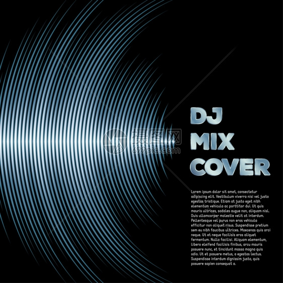 dj混合封面和音乐波形混在一起作为乙烯基槽图片