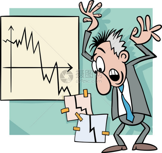 经济危机和恐慌商人的漫画概念图片