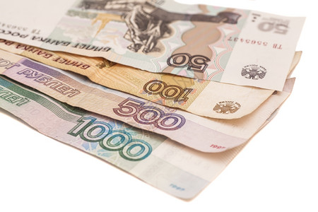 具有不同尊严的俄罗斯货币钞票图片