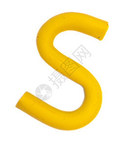 白色背景上孤立的彩色整型塑料字母黄色s图片